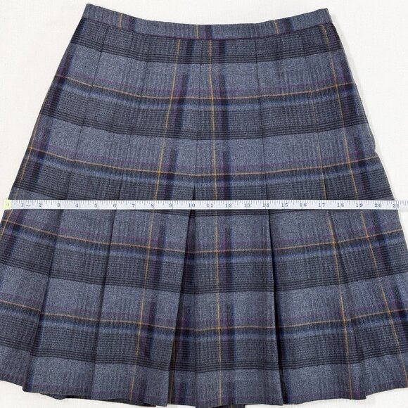 Vintage Gray Plaid 100% Wool Pleated Skirt Size 28 | Small Academia Prep - Picture 12 of 15